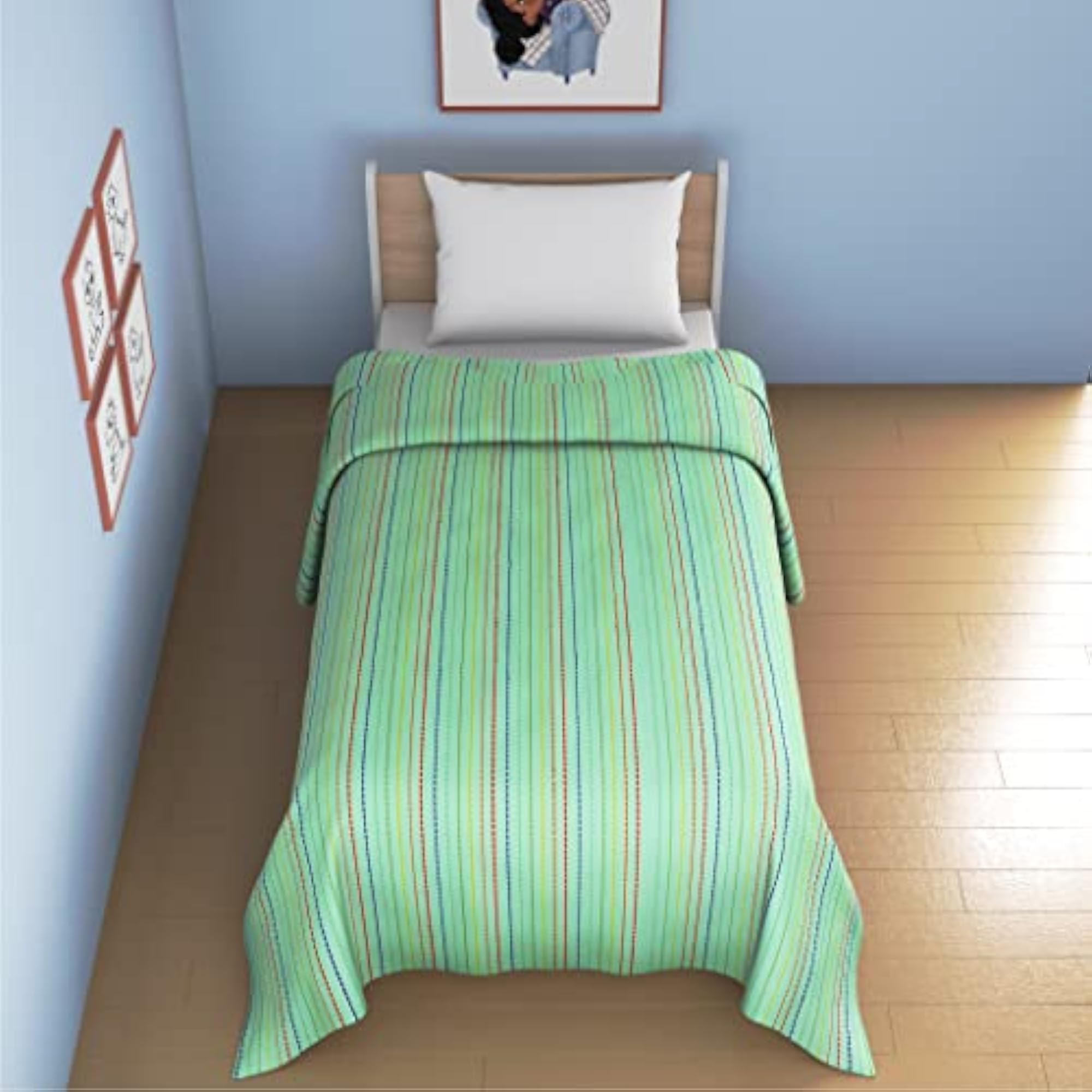 100% Bamboo Cotton Single Size Bedsheet, Sea Green